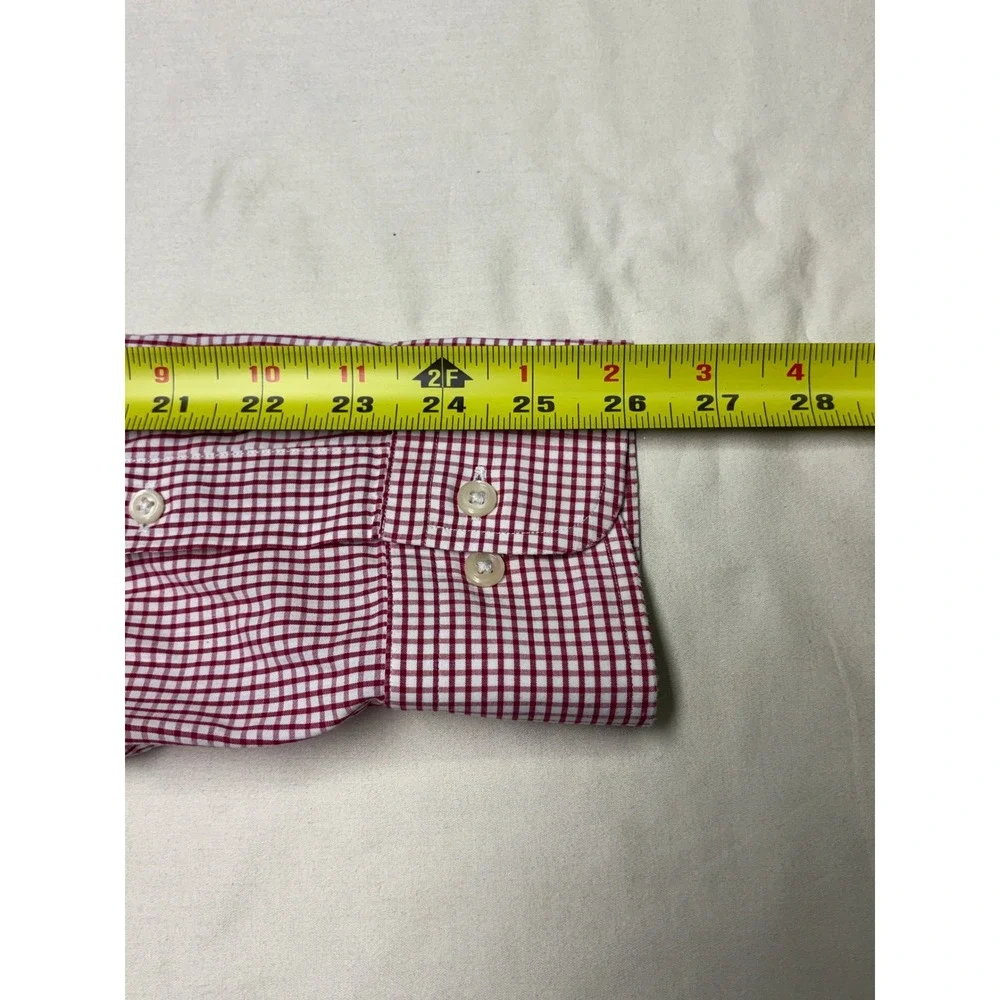 Polo Ralph Lauren Curham Classic Fit Gingham Shirt‎ Burgundy White Mens 16 34/35